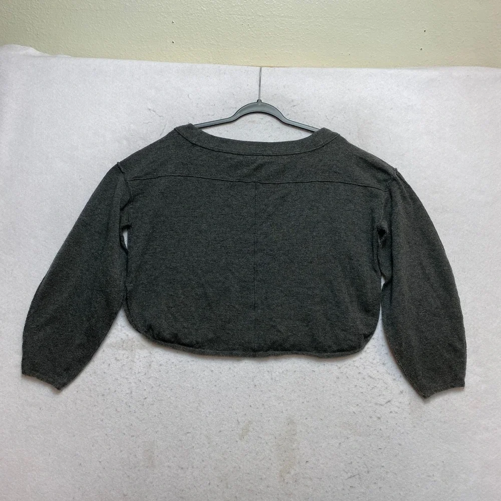 Free People Sweater Womens XS Grey Cropped Boxy Scoop Neck Raw Hem